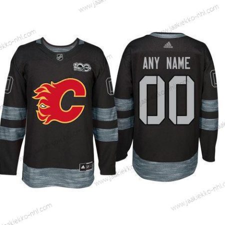 Adidas Calgary Flames Mukautettu Musta 1917-2017 100th Vuosipäivä Ommeltu NHL Paita