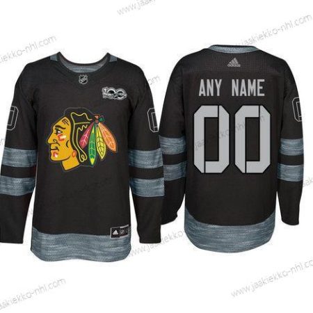 Adidas Chicago Blackhawks Mukautettu Musta 1917-2017 100th Vuosipäivä Ommeltu NHL Paita