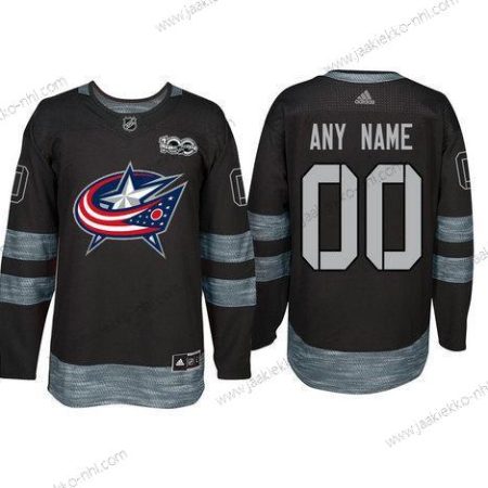 Adidas Columbus Blue Jackets Mukautettu Musta 1917-2017 100th Vuosipäivä Ommeltu NHL Paita