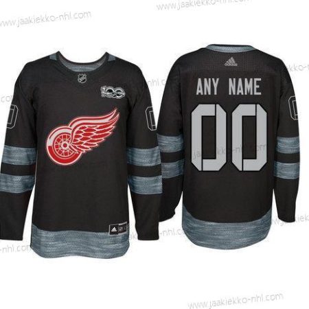 Adidas Detroit Red Wings Mukautettu Musta 1917-2017 100th Vuosipäivä Ommeltu NHL Paita