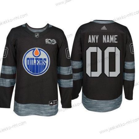 Adidas Edmonton Oilers Mukautettu Musta 1917-2017 100th Vuosipäivä Ommeltu NHL Paita