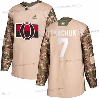 Adidas Miesten Aito Ottawa Senators #7 Brady Tkachuk Veterans Day Harjoitus Maastokuvio Paita