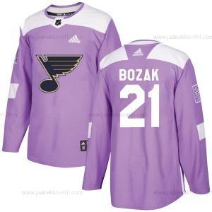 Adidas Miesten Aito St. Louis Blues #21 Tyler Bozak Violetti Jääkiekko Taistelee syöpää vastaan Official Paita