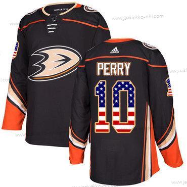 Adidas Miesten Anaheim Ducks #10 Corey Perry Musta Kotiottelupaita Aito USA Flag Ommeltu NHL Paita