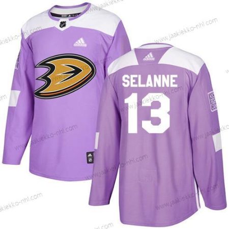 Adidas Miesten Anaheim Ducks #13 Teemu Selanne Violetti Aito Taistelee syöpää vastaan Ommeltu NHL Paita