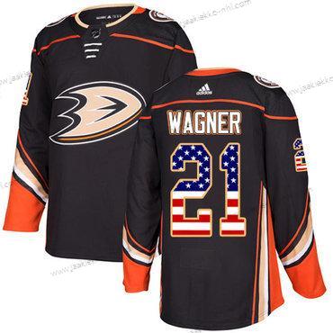 Adidas Miesten Anaheim Ducks #21 Chris Wagner Musta Kotiottelupaita Aito USA Flag Ommeltu NHL Paita