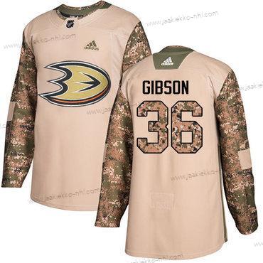 Adidas Miesten Anaheim Ducks #36 John Gibson Maastokuvio Aito 2017 Veterans Day Ommeltu NHL Paita