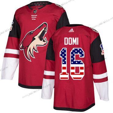 Adidas Miesten Arizona Coyotes #16 Max Domi Punainen Kotiottelupaita Aito USA Flag Ommeltu NHL Paita