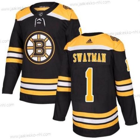 Adidas Miesten Boston Bruins #1 Jeremy Swayman Musta Aito Kotiottelupaita Paita