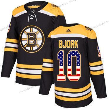 Adidas Miesten Boston Bruins #10 Anders Bjork Musta Kotiottelupaita Aito USA Flag Ommeltu NHL Paita