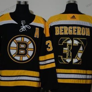 Adidas Miesten Boston Bruins #37 Patrice Bergeron Musta With Maajoukkue Logo Ommeltu NHL Paita