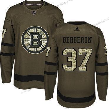 Adidas Miesten Boston Bruins #37 Patrice Bergeron Vihreä Salute to Service Ommeltu NHL Paita