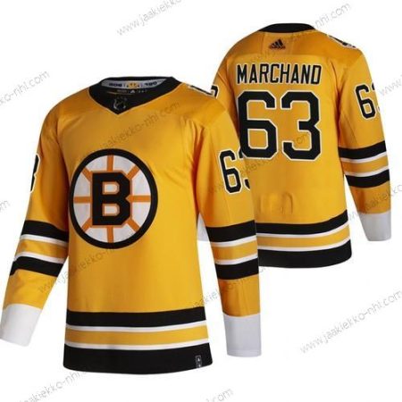 Adidas Miesten Boston Bruins #63 Brad Marchand Keltainen 2020-21 Käänteinen Retro Vaihtopaita NHL Paita