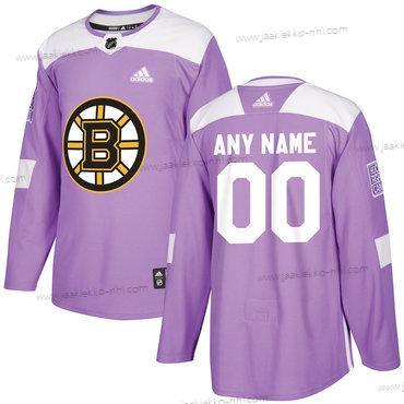 Adidas Miesten Boston Bruins Mukautettu Violetti Pinkki Jääkiekko Taistelee syöpää vastaan Harjoitus Paita