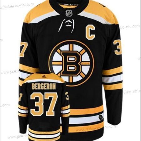 Adidas Miesten Boston Bruins Musta Keltainen #37 Patrice Bergeron With C Patch Aito Kotiottelupaita NHL Jääkiekko Paita