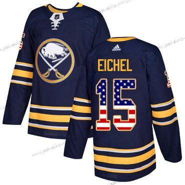 Adidas Miesten Buffalo Sabres #15 Jack Eichel Laivastonsininen Sininen Kotiottelupaita Aito USA Flag Ommeltu NHL Paita