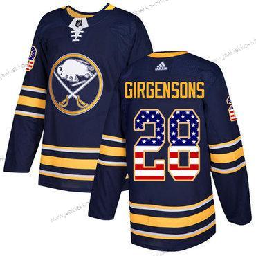 Adidas Miesten Buffalo Sabres #28 Zemgus Girgensons Laivastonsininen Sininen Kotiottelupaita Aito USA Flag Ommeltu NHL Paita