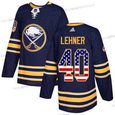 Adidas Miesten Buffalo Sabres #40 Robin Lehner Laivastonsininen Sininen Kotiottelupaita Aito USA Flag Ommeltu NHL Paita