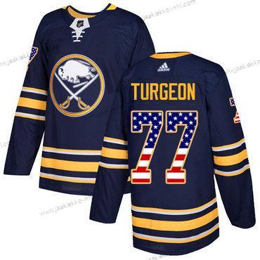 Adidas Miesten Buffalo Sabres #77 Pierre Turgeon Laivastonsininen Sininen Kotiottelupaita Aito USA Flag Ommeltu NHL Paita