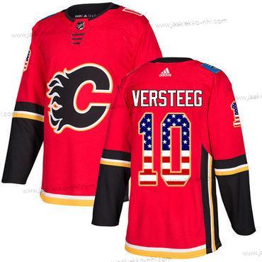 Adidas Miesten Calgary Flames #10 Kris Versteeg Punainen Kotiottelupaita Aito USA Flag Ommeltu NHL Paita