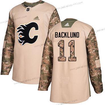 Adidas Miesten Calgary Flames #11 Mikael Backlund Maastokuvio Aito 2017 Veterans Day Ommeltu NHL Paita