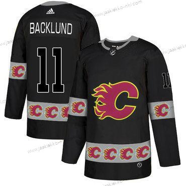 Adidas Miesten Calgary Flames #11 Mikael Backlund Musta Maajoukkue Logos Paita