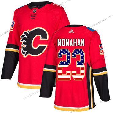 Adidas Miesten Calgary Flames #23 Sean Monahan Punainen Kotiottelupaita Aito USA Flag Ommeltu NHL Paita