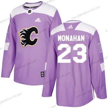 Adidas Miesten Calgary Flames #23 Sean Monahan Violetti Aito Taistelee syöpää vastaan Ommeltu NHL Paita