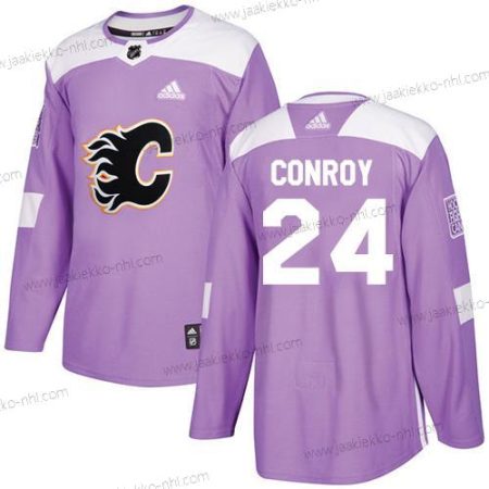 Adidas Miesten Calgary Flames #24 Craig Conroy Violetti Aito Taistelee syöpää vastaan Ommeltu NHL Paita