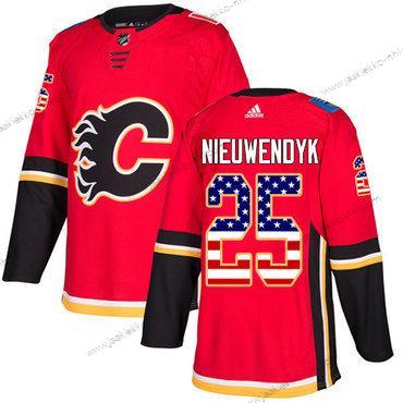 Adidas Miesten Calgary Flames #25 Joe Nieuwendyk Punainen Kotiottelupaita Aito USA Flag Ommeltu NHL Paita