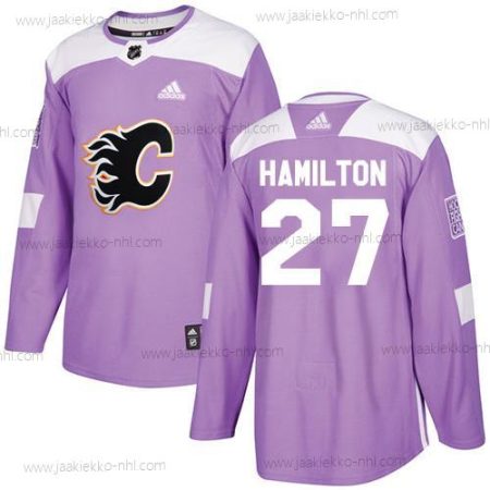 Adidas Miesten Calgary Flames #27 Dougie Hamilton Violetti Aito Taistelee syöpää vastaan Ommeltu NHL Paita