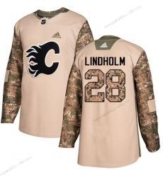 Adidas Miesten Calgary Flames #28 Elias Lindholm Maastokuvio Aito 2017 Veterans Day Ommeltu NHL Paita