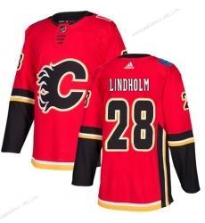 Adidas Miesten Calgary Flames #28 Elias Lindholm Punainen Kotiottelupaita Aito USA Flag Ommeltu NHL Paita Versio 2