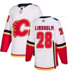 Adidas Miesten Calgary Flames #28 Elias Lindholm Valkoinen Road Aito Ommeltu NHL Paita