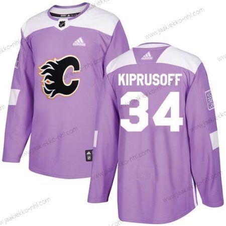 Adidas Miesten Calgary Flames #34 Miikka Kiprusoff Violetti Aito Taistelee syöpää vastaan Ommeltu NHL Paita