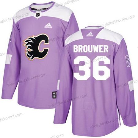 Adidas Miesten Calgary Flames #36 Troy Brouwer Violetti Aito Taistelee syöpää vastaan Ommeltu NHL Paita