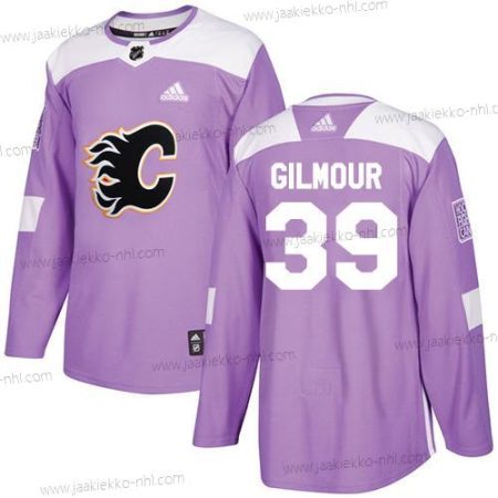 Adidas Miesten Calgary Flames #39 Doug Gilmour Violetti Aito Taistelee syöpää vastaan Ommeltu NHL Paita