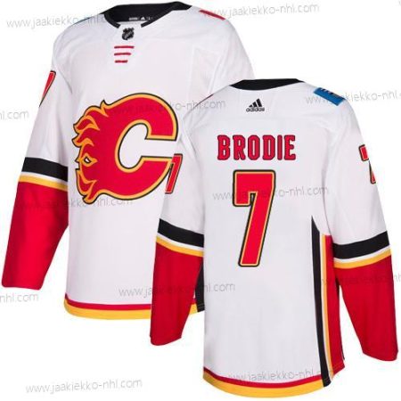 Adidas Miesten Calgary Flames #7 Tj Brodie Valkoinen Kolmas paita Aito NHL Paita