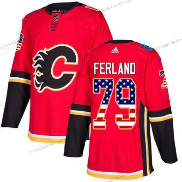 Adidas Miesten Calgary Flames #79 Michael Ferland Punainen Kotiottelupaita Aito USA Flag Ommeltu NHL Paita