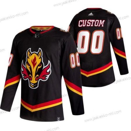 Adidas Miesten Calgary Flames Mukautettu Musta 2020-21 Käänteinen Retro Vaihtopaita NHL Paita