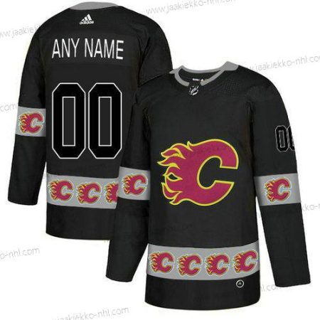 Adidas Miesten Calgary Flames Mukautettu Musta Maajoukkue Logos Paita