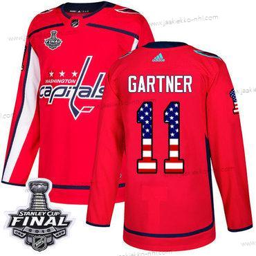 Adidas Miesten Capitals #11 Mike Gartner Punainen Kotiottelupaita Aito USA Flag 2018 Stanley Cup Final Ommeltu NHL Paita