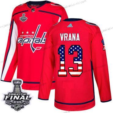 Adidas Miesten Capitals #13 Jakub Vrana Punainen Kotiottelupaita Aito USA Flag 2018 Stanley Cup Final Ommeltu NHL Paita