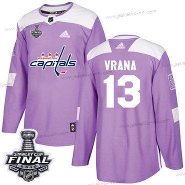 Adidas Miesten Capitals #13 Jakub Vrana Violetti Aito Taistelee syöpää vastaan 2018 Stanley Cup Final Ommeltu NHL Paita