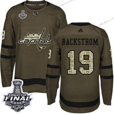 Adidas Miesten Capitals #19 Nicklas Backstrom Vihreä Salute to Service 2018 Stanley Cup Final Ommeltu NHL Paita