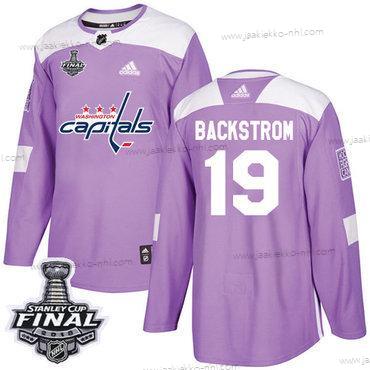 Adidas Miesten Capitals #19 Nicklas Backstrom Violetti Aito Taistelee syöpää vastaan 2018 Stanley Cup Final Ommeltu NHL Paita