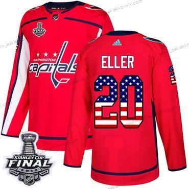 Adidas Miesten Capitals #20 Lars Eller Punainen Kotiottelupaita Aito USA Flag 2018 Stanley Cup Final Ommeltu NHL Paita