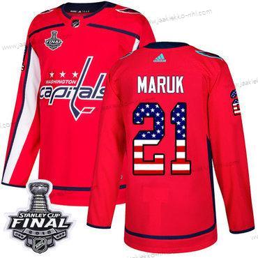 Adidas Miesten Capitals #21 Dennis Maruk Punainen Kotiottelupaita Aito USA Flag 2018 Stanley Cup Final Ommeltu NHL Paita