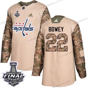 Adidas Miesten Capitals #22 Madison Bowey Maastokuvio Aito 2017 Veterans Day 2018 Stanley Cup Final Ommeltu NHL Paita