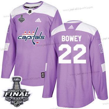 Adidas Miesten Capitals #22 Madison Bowey Violetti Aito Taistelee syöpää vastaan 2018 Stanley Cup Final Ommeltu NHL Paita